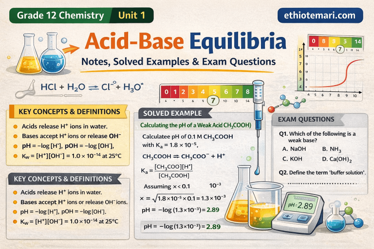 Acid-Base Equilibria: Notes, Solved Examples & Exam Questions | Grade 12 Chemistry Unit 1