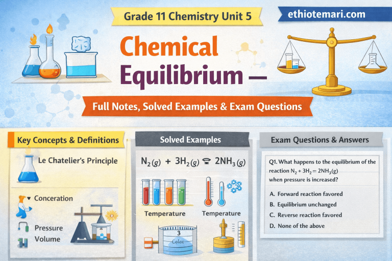 Chemical Equilibrium: Notes, Solved Examples & Exam Questions | Grade 11 Chemistry Unit 5