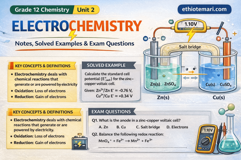 Electrochemistry: Notes, Solved Examples & Exam Questions | Grade 12 Chemistry Unit 2